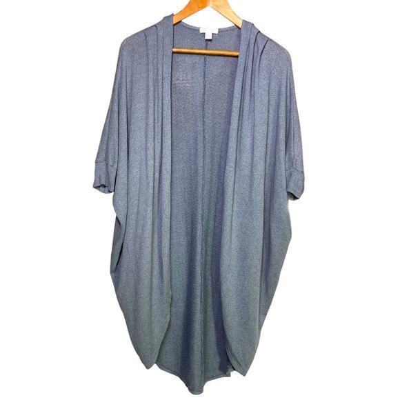 14th & Union Long Open Cardigan Womens Gray Lightweight Short Sleeve Size Xs